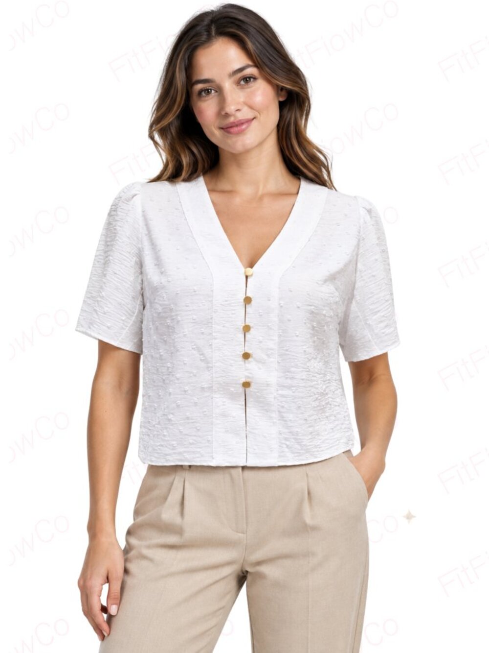 MICHAEL Michael Kors White Textured Puff Sleeve Blouse XS NWT